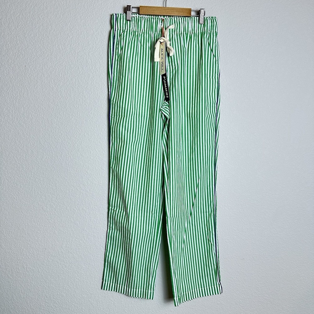 NEW P'Jimmies By Alex Mill Sleep Pant in Dream Striped Sz XS Green White Cotton - Picture 3 of 9